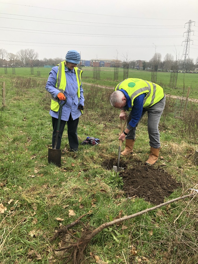 Liz and David planting their tree